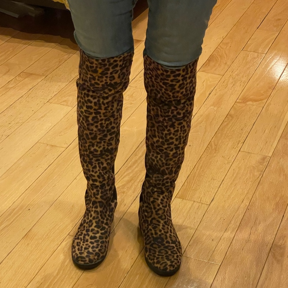 Unisa Animal Print/black Over-the-Knee Boots